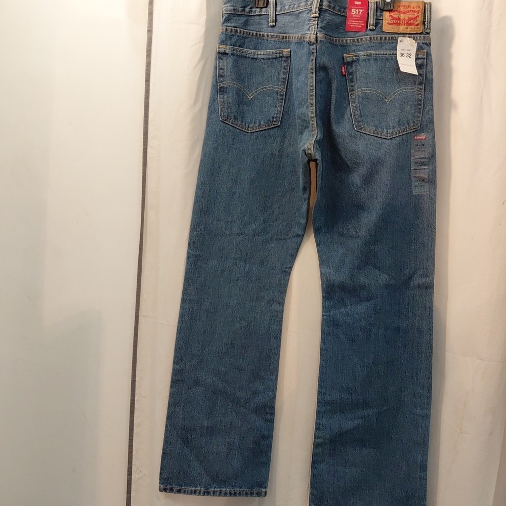 New Levis 517 Bootcut Mens Jeans 36x32 Medium Wash Blue Slim Fit Denim